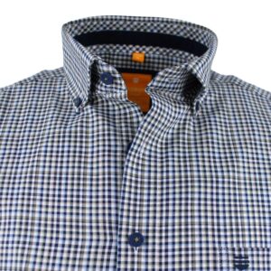 Chemise manches courtes REDMOND petits carreaux bleus et verts