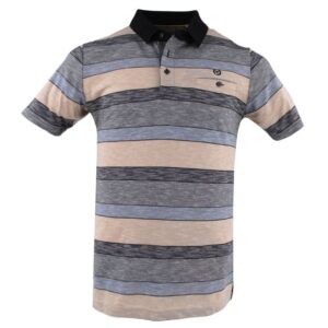 Polo homme rayé beige, gris et noir marque MONTE CARLO