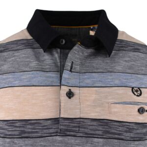 Polo homme rayé beige, gris et noir marque MONTE CARLO