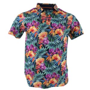 Polo homme manches courtes MONTE CARLO grandes fleurs