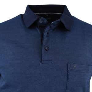 Polo manches longues CASA MODA micro motif bleu