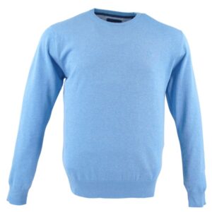 Pull homme ras du cou REDMOND en coton bleu 500rd