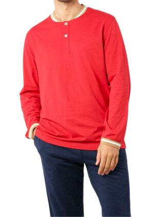 Pyjama Long homme rouge col tunisien EMINENCE LP84
