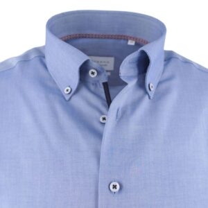 Chemise homme ETERNA unie bleu col boutonné