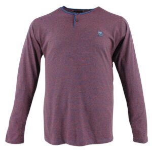 pyjama homme long MASSANA rayé orange et bleu