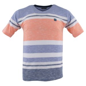 pyjama court homme MASSANA larges rayures bleu et orange