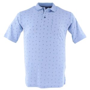 Polo homme REDMOND palmier sur fond bleu