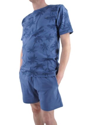 pyjama short bleu imprimé palmier MASSANA