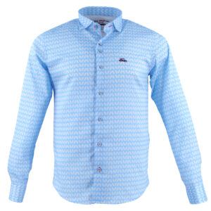 Chemise THE SURFCAR crabe blanc sur fond bleu Porto