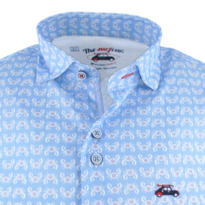 Chemise THE SURFCAR crabe blanc sur fond bleu Porto