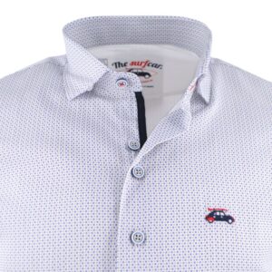 Chemise homme petit imprimé sur fond blanc THE SURFCAR Porto