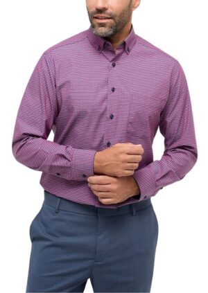 Chemise ETERNA vichy marine et rouge modern fit 8913etm