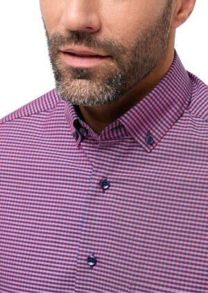 Chemise ETERNA vichy marine et rouge modern fit 8913etm
