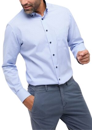 Chemise ETERNA vichy ciel modern fit 8913etm