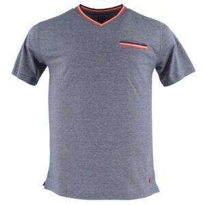 T-shirt homme col V fines rayures marines BANDE ORIGINALE