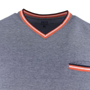 T-shirt homme col V fines rayures marines BANDE ORIGINALE