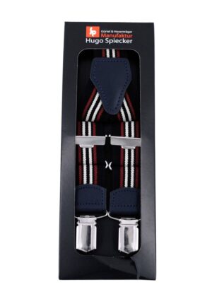 Bretelles 3 pinces rayées marine/rouge/blanc Hugo Spiecker