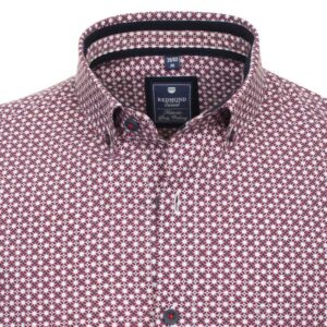 chemise homme coupe large Redmond imprimée rouge col boutonné