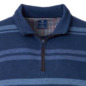 Pull sweat homme col montant zippé REDMOND rayé marine