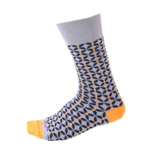 Chaussettes homme en coton LABONAL motif ocre et marine sur fond gris
