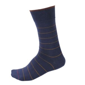 Chaussettes LABONAL marines avec fines rayures ocres