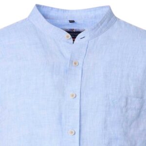 chemise col mao 100% lin CASA MODA en bleu ciel coupe Casual Fit
