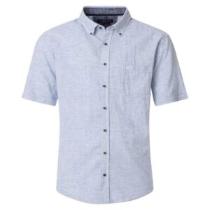 chemisette bleu chiné en mélange lin et coton CASA MODA Casual Fit