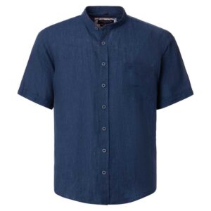 chemise col mao 100% lin CASA MODA en marine coupe Casual Fit