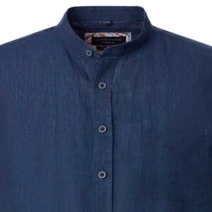 chemise col mao 100% lin CASA MODA en marine coupe Casual Fit