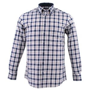Chemise homme ETERNA carreaux marine et beige Modern Fit