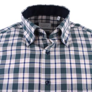 Chemise homme ETERNA carreaux vert et écru Modern Fit
