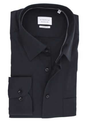 chemise homme coupe large ETERNA noir Comfort Fit