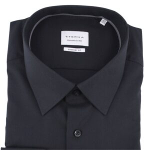 chemise homme coupe large ETERNA noir Comfort Fit