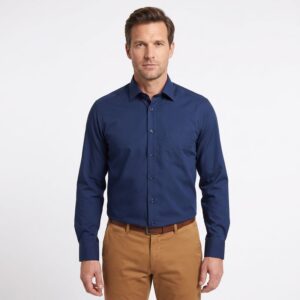 Chemise homme MARVELIS bleu marine micro-imprimée bleu Modern Fit