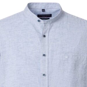 chemisette col mao bleu chiné en mélange lin et coton CASA MODA Casual Fit