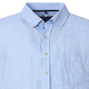chemise manches courtes 100% lin CASA MODA bleu coupe Casual Fit