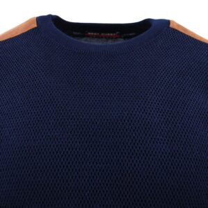 pull homme col rond marine bi-aspect BEST GUEST 220271bg