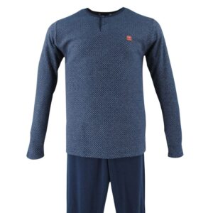 pyjama chaud col tunisien bleu MASSANA
