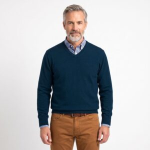 pull homme col V BEST GUEST bleu pétrole JULIEN