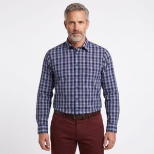 Chemise homme MARVELIS Casual Fit marine carreaux