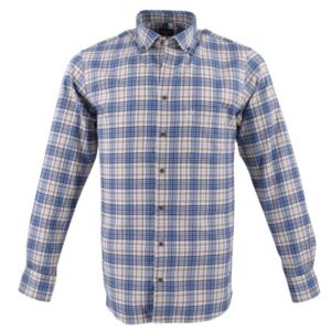 Chemise homme flanelle MARVELIS Casual Fit carreaux bleu et beige