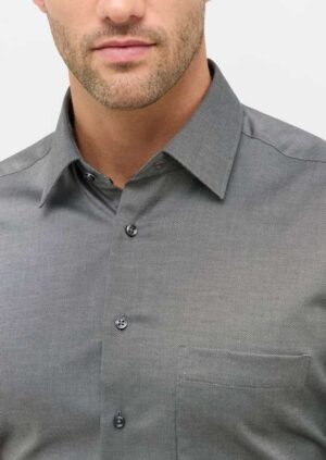 chemise homme coton uni structuré gris ETERNA modern fit