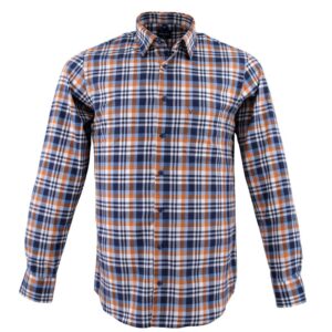 Chemise homme flanelle MARVELIS Casual Fit carreaux bleu et brun