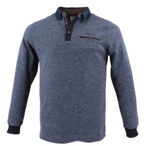 polo CAPTEN chaud bleu chiné au col marine