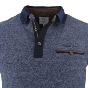 polo CAPTEN chaud bleu chiné au col marine