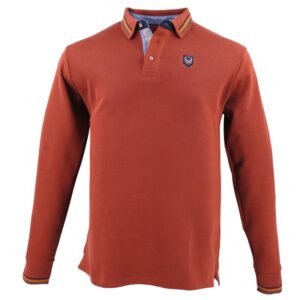 Polo homme manches longues BLACK WELLIS terracotta