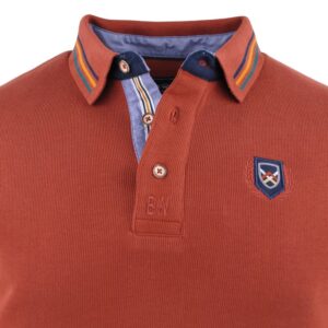 Polo homme manches longues BLACK WELLIS terracotta