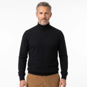 pull homme col cheminée noir BEST GUEST 314C