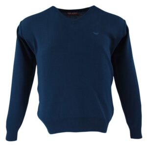 pull homme col V BEST GUEST bleu pétrole 202bg