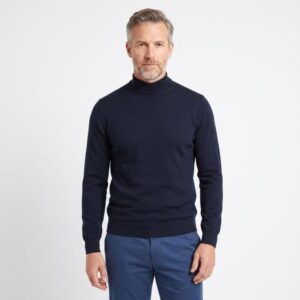 pull homme col cheminée bleu marine BEST GUEST 314C